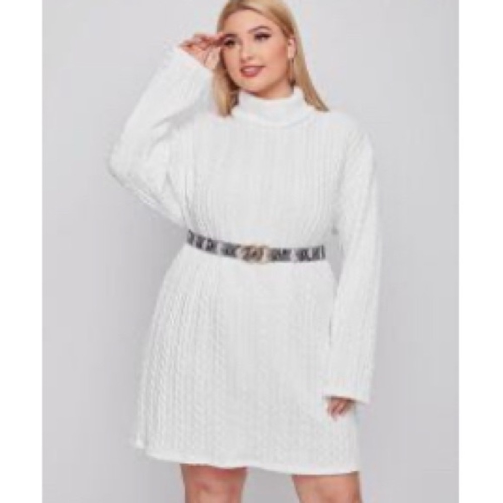 SHEIN White Long Sleeve Knit Dress